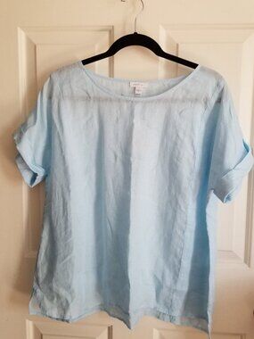 PURE JILL LINEN pastel blue top S